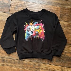Black Sweatshirt with Colorful Game Controller Design